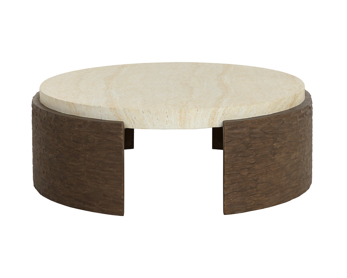 Mesa 50" Travertine Concrete Indoor/Outdoor Coffee Table