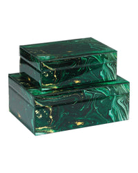 Celestial Green Swirl Boxes (Set of 2)