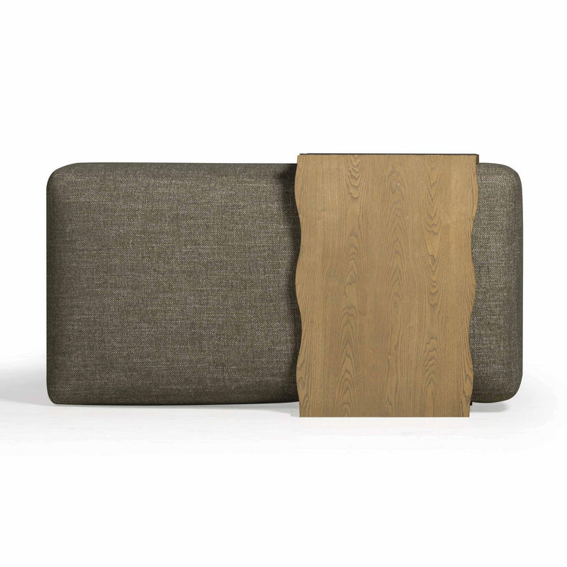 Spencer Green Performance Basketweave Ottoman with Coffee Table