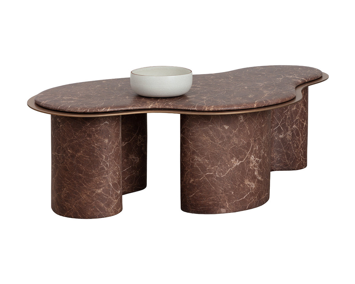 Isola 55" Faux Marble Concrete Indoor Outdoor Coffee Table