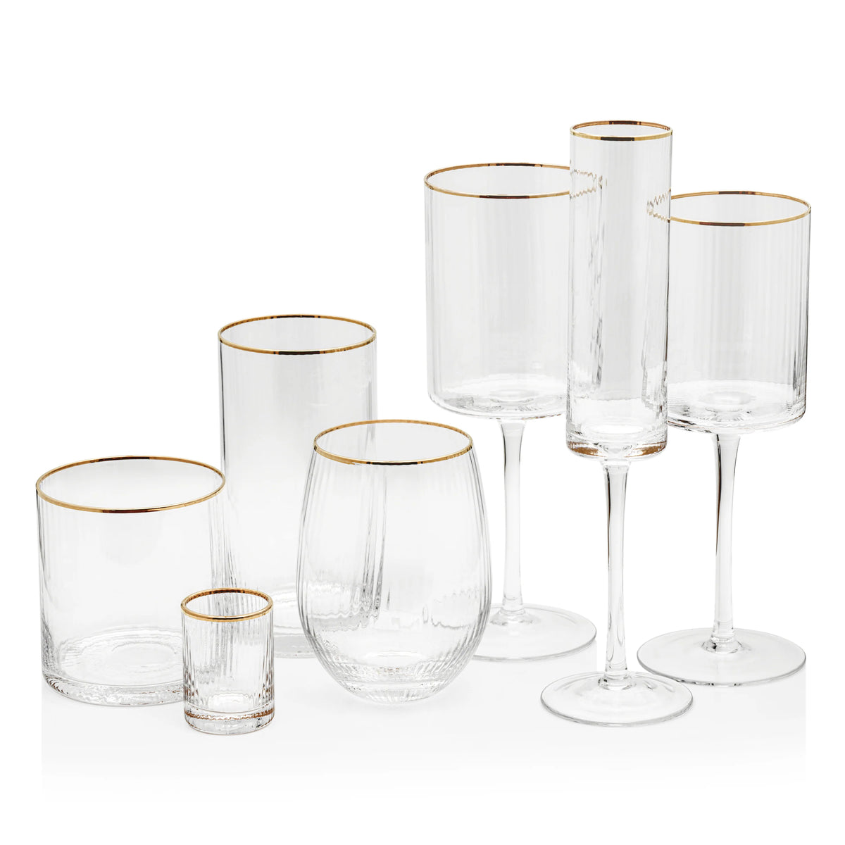 Optic Rocks Glass with Gold Rim - Set of 12