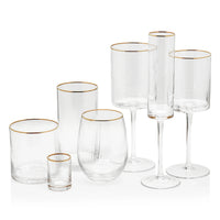 Optic Rocks Glass with Gold Rim - Set of 12