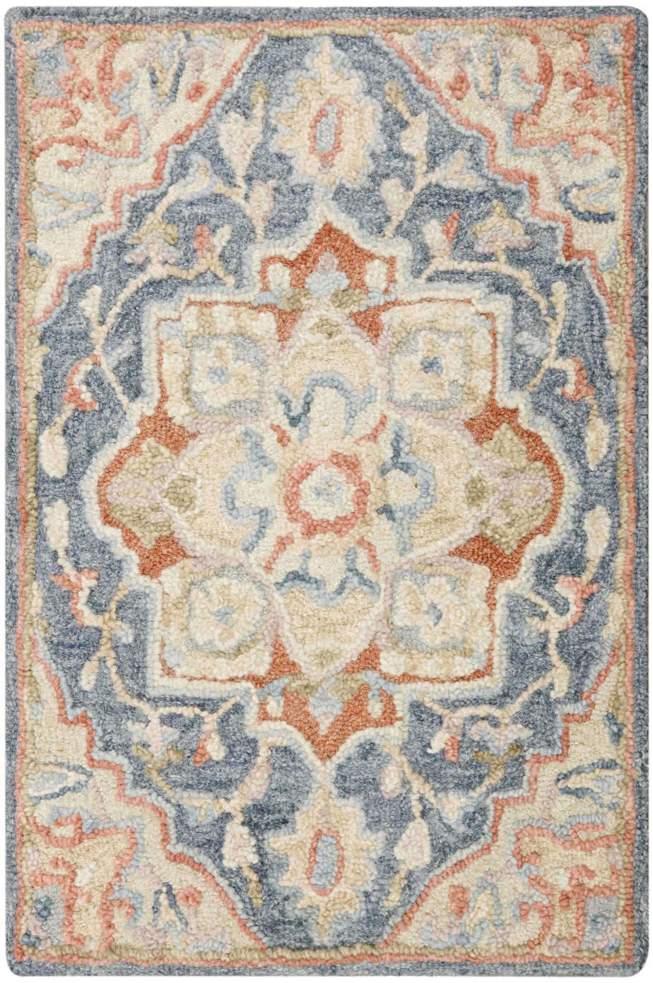 Goldie Blue Ivory Wool Persian Style Area Rug
