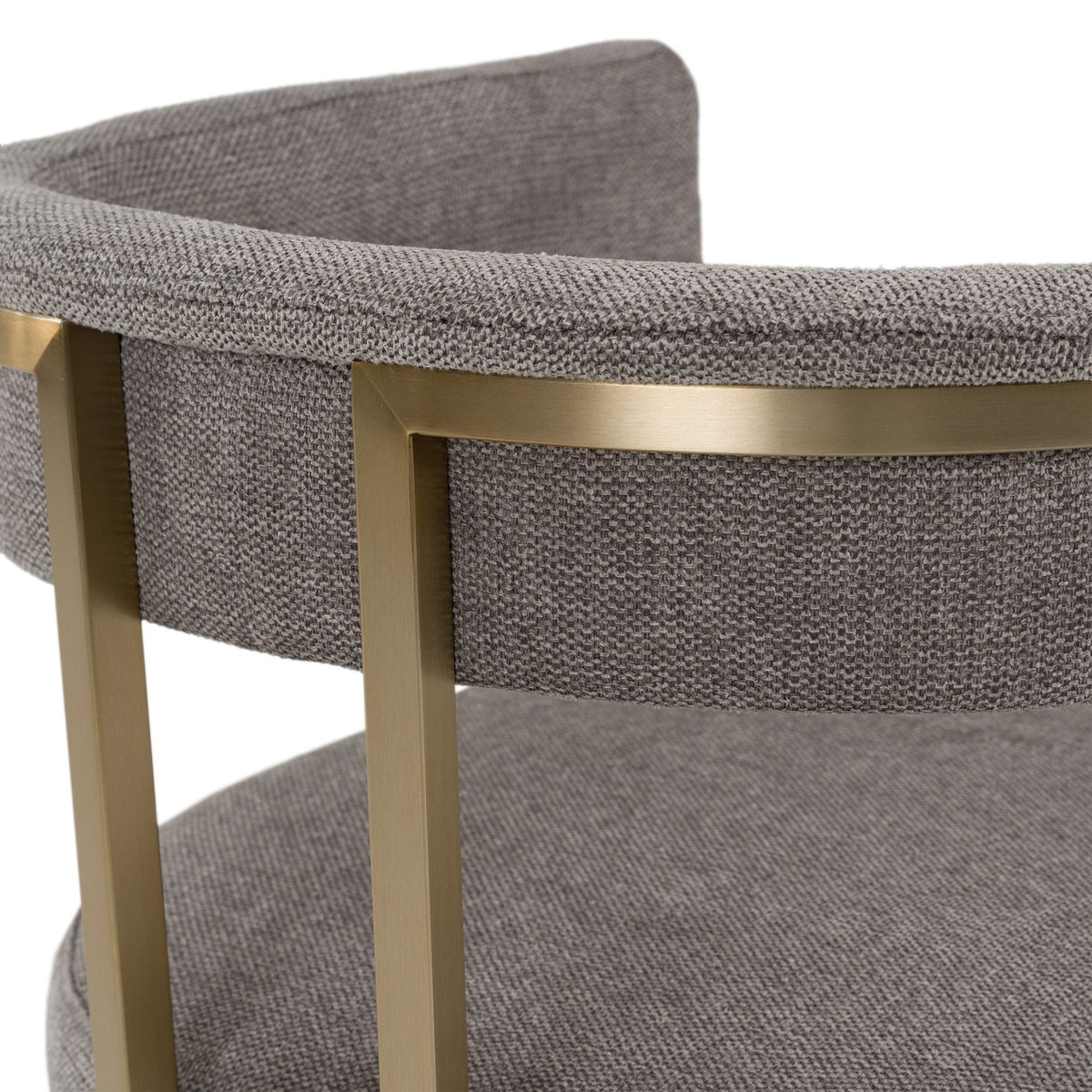 Jasmine Modern Grey Fabric & Antique Brass Counter Stool