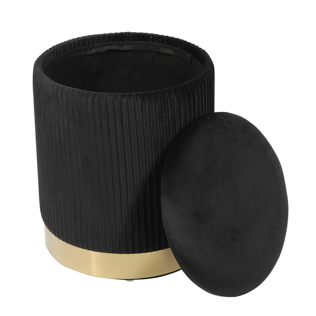 Kiana 12.4" Black Performance Velvet Storage Ottoman