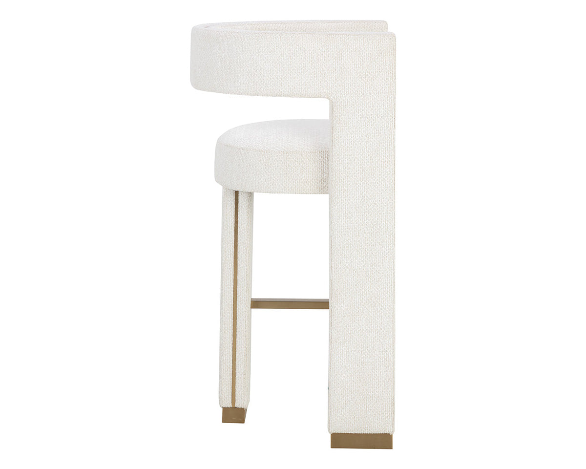 Adamina Light Barley Performance Fabric & Gold Bar Stool