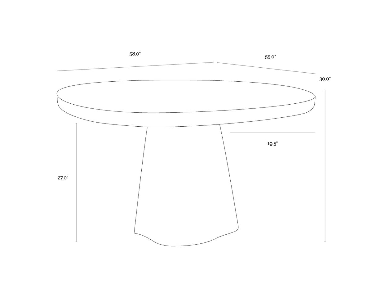 Celica 55" Matte Black Concrete Indoor/Outdoor Dining Table