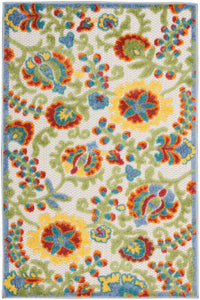 Annitra Indoor/Outdoor Ivory & Multicolor Flower Garden Area Rug - Elegance Collection