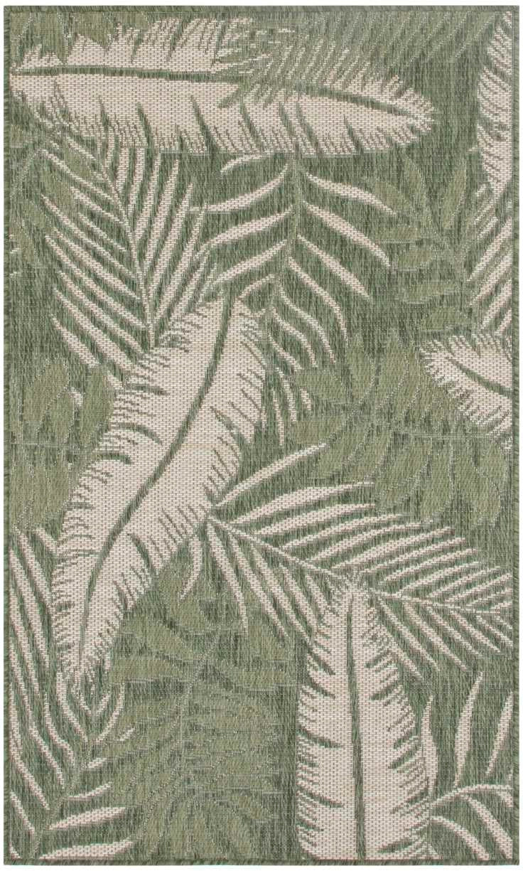 Annaleisa Indoor/Outdoor Green & Ivory Fern Area Rug - Elegance Collection