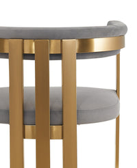 Thisbe Modern Grey Velvet + Champagne Gold Dining Chair