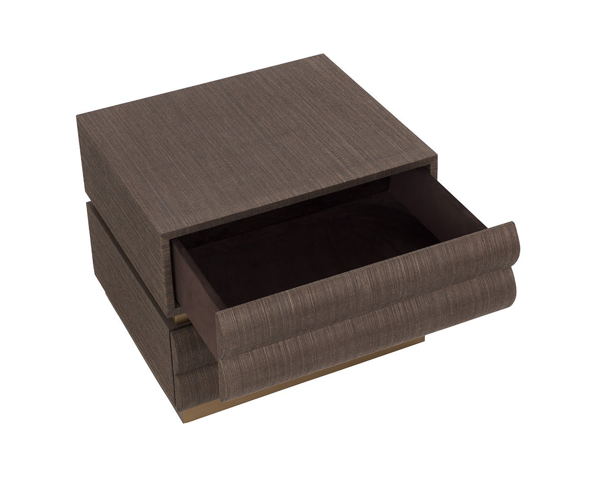 Subira Chocolate Raffia & Gold Nightstand