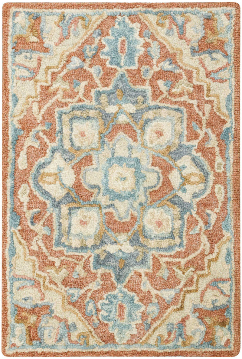 Goldie Rust Ivory Wool Persian Style Area Rug