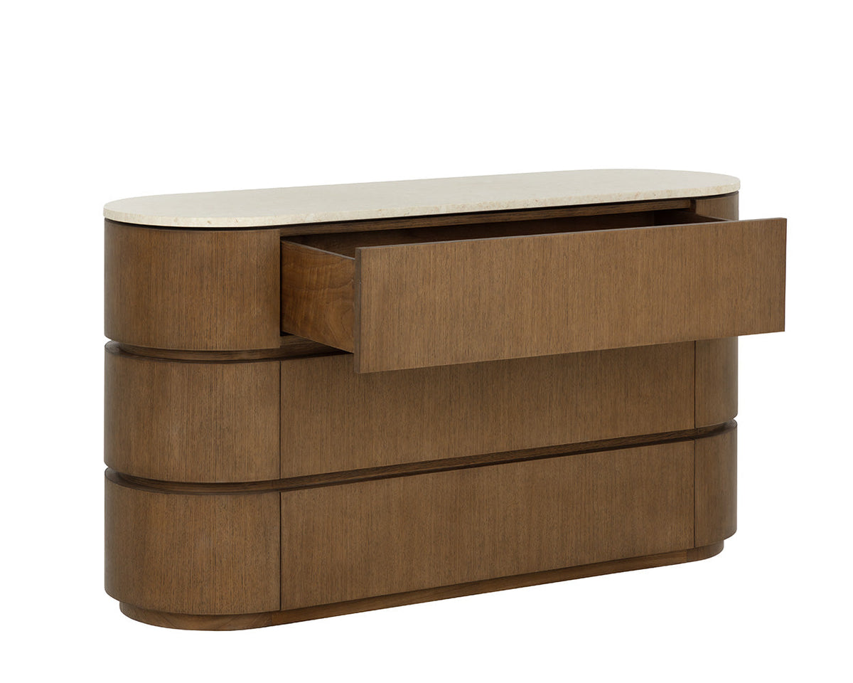 Caldora 59" Oak Veneer & Marble Top Dresser