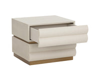 Subira Cream Faux Leather & Wood, Gold Nightstand