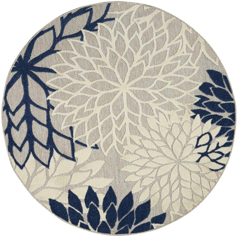 Annitra Indoor/Outdoor Ivory & Navy Area Rug - Elegance Collection