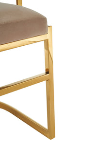 Clancy Modern Beige Velvet + Gold Dining Chair