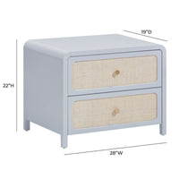 Ameline Pastel Blue Rattan 2 Drawer Nightstand