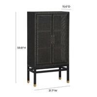 Arimo Charcoal Woven Rattan Cabinet
