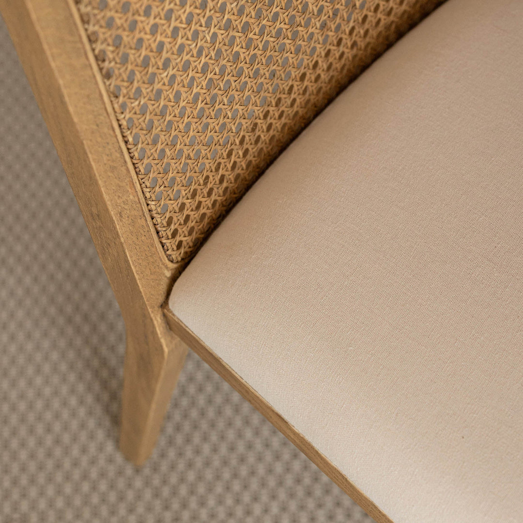 Cane Oyster Linen Natural Dining Chair (Set of 2)
