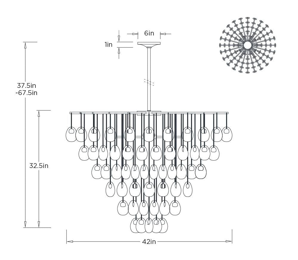 Jacqueline 42" Amber Seeded Glass Large Chandelier
