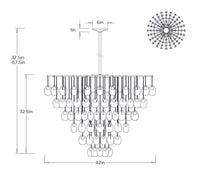 Jacqueline 42" Amber Seeded Glass Large Chandelier