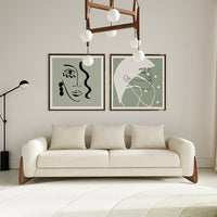 Palacio 100" Cream Fabric and Walnut Sofa