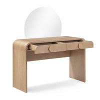 Jenny 48 Natural Ash 2-Drawer Vanity Desk with Mirror