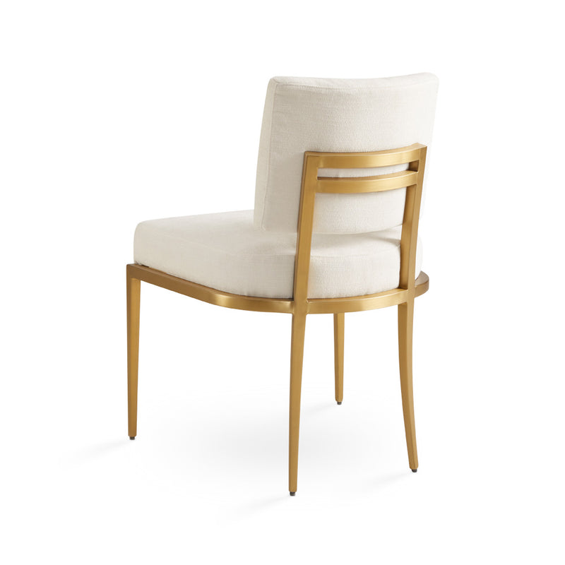 Rebeka Ivory Linen & Gold Dining Chairs - Without Arms (Set of 2)