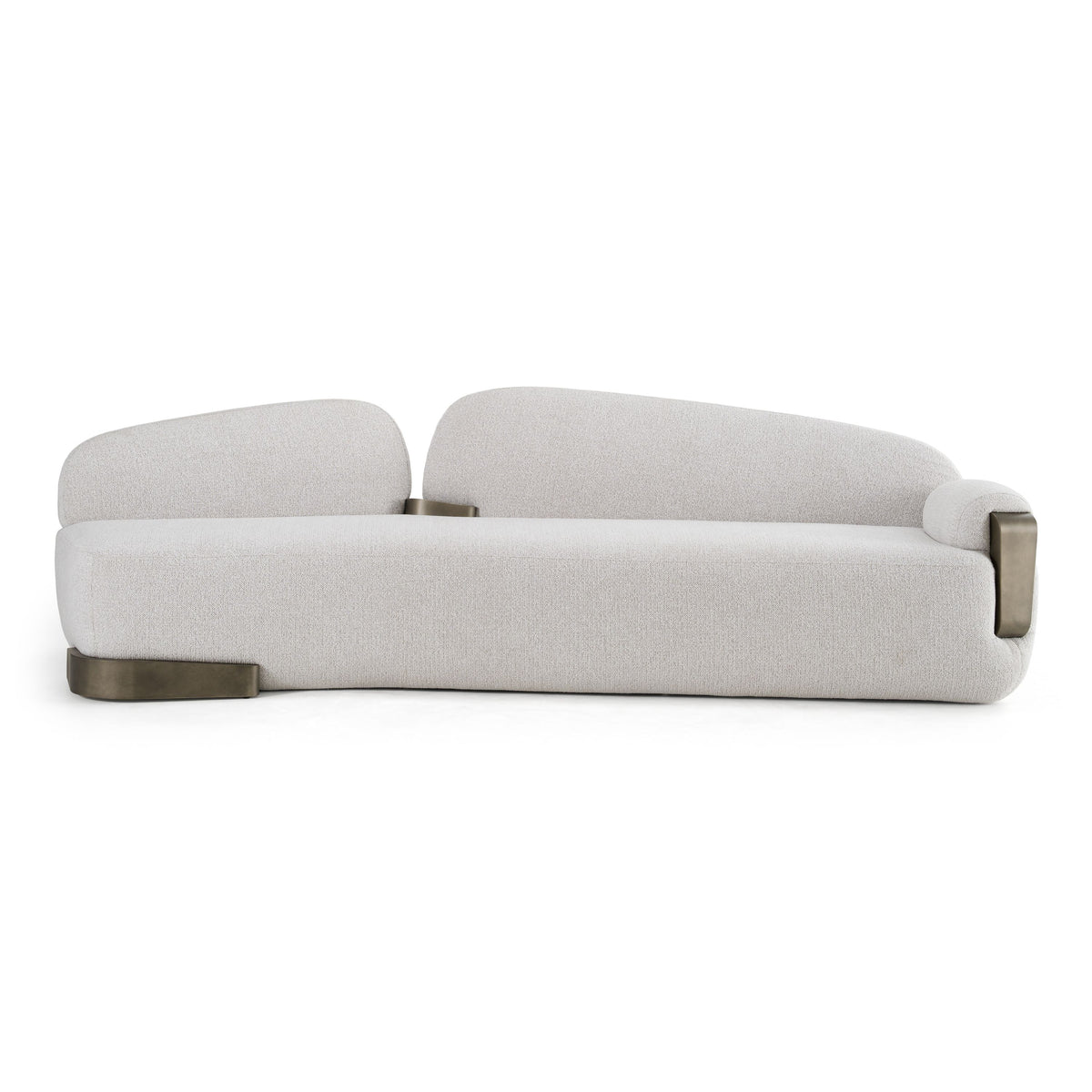 Grace 107" Modern Off-White & Antique Brass Sofa