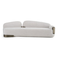 Grace 107" Modern Off-White & Antique Brass Sofa