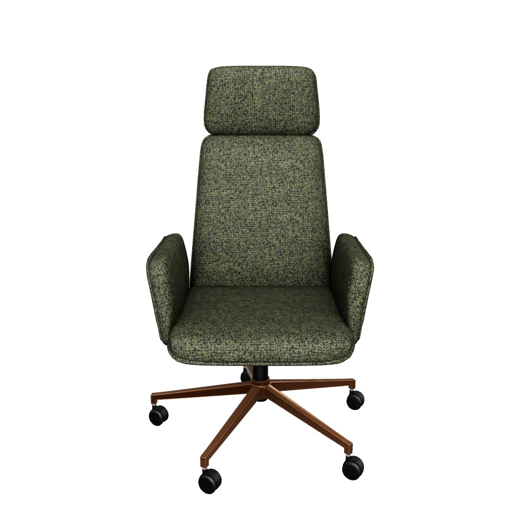 Kalev Plush Fabric & Gold Desk Chair