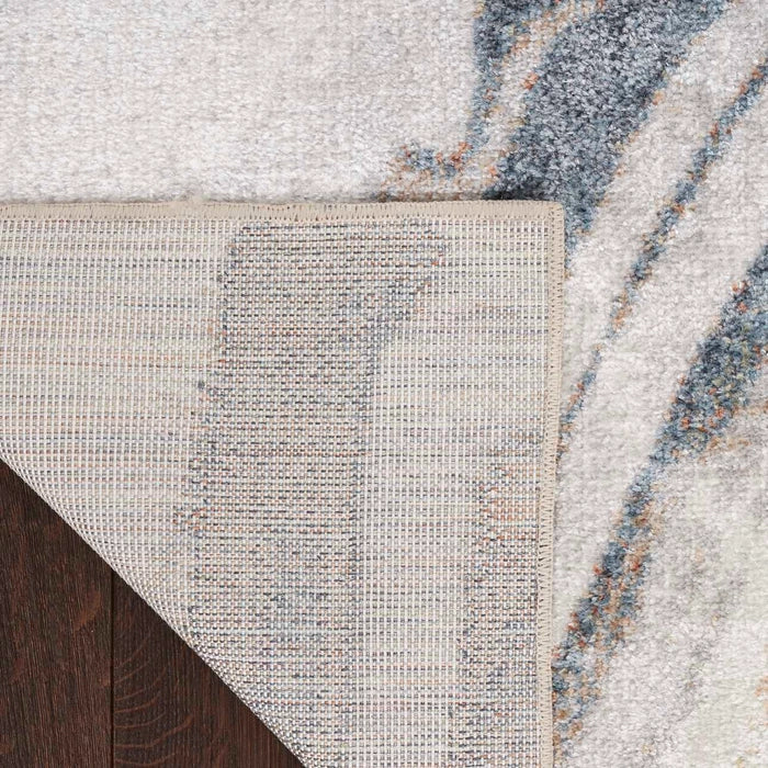 Pheobe Abstract Ivory & Blue Washable Area Rug