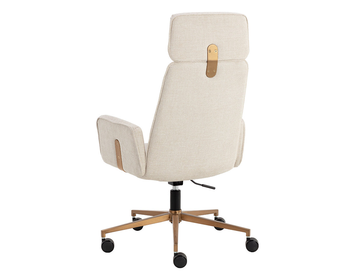 Kalev Cream Plush Fabric & Gold Desk Chair