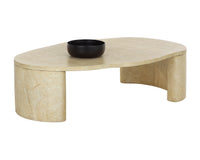 Savinah 60" Faux Travertine Concrete Indoor Outdoor Oval Coffee Table