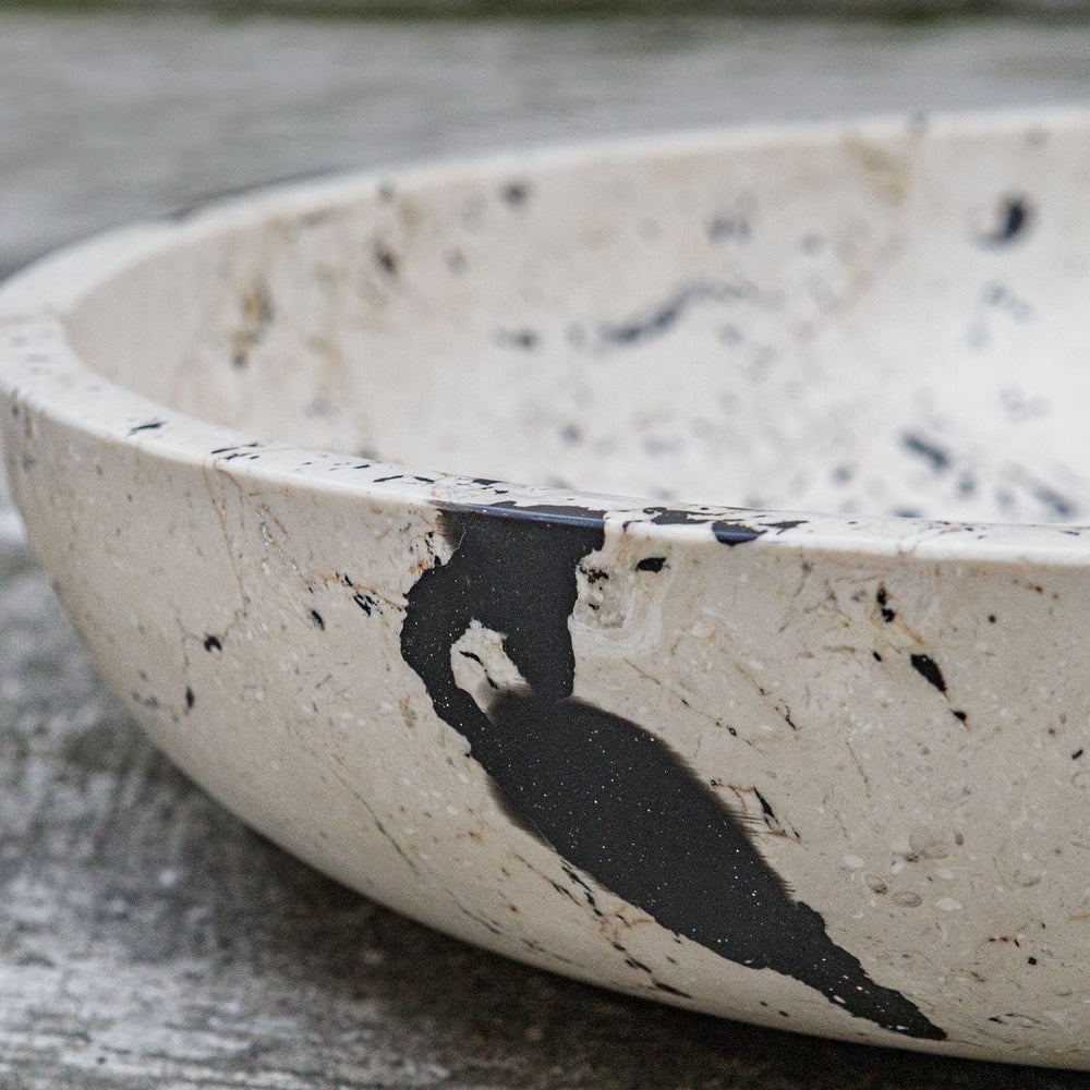 Modern White & Black Limestone Bowl