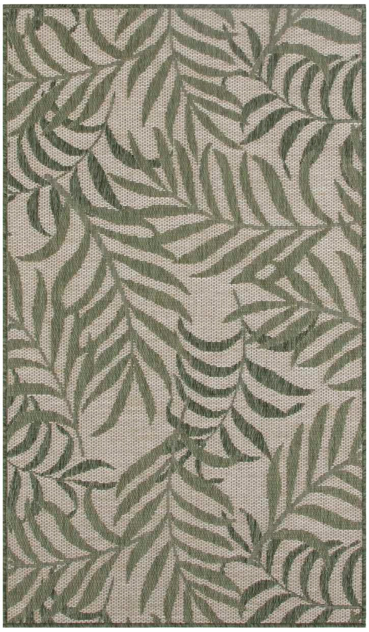 Annaleisa Indoor/Outdoor Ivory & Green Leaves Area Rug - Elegance Collection