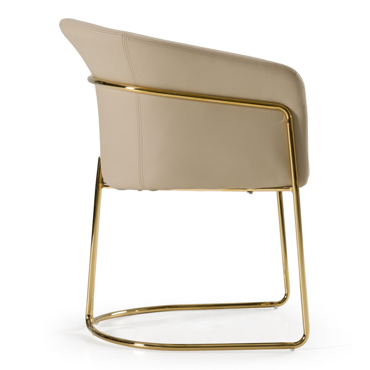 Corita Beige Vegan Leather + Champagne Gold Dining Chair