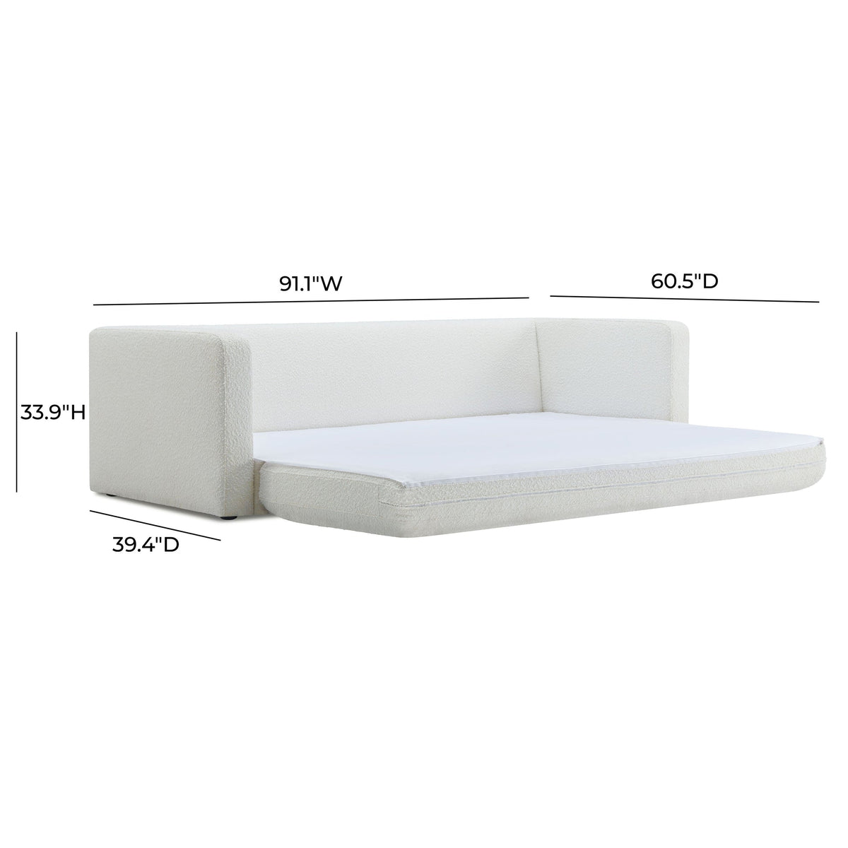 Reese  91" Cream Performance Boucle Sofa Bed