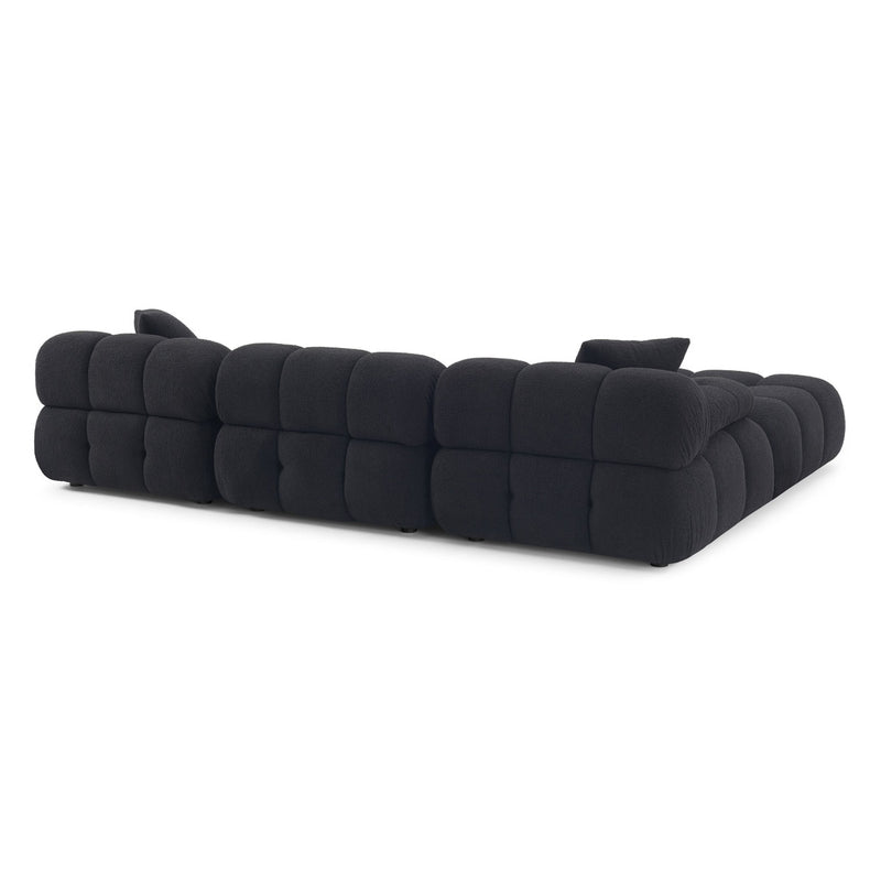 Vogue Black Vegan Shearling 4-piece Modular Sectional
