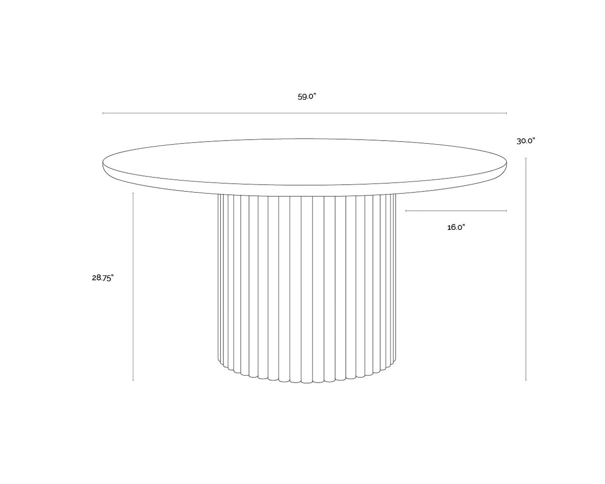 Banyan 59" Round Cream Marble & Fluted Oak Dining Table