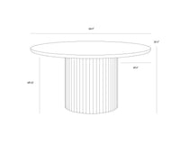 Banyan 59" Round Cream Marble & Fluted Oak Dining Table