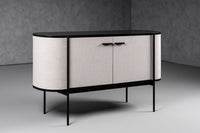 Ahraya Modern Beige Fabric & Black Metal Buffet