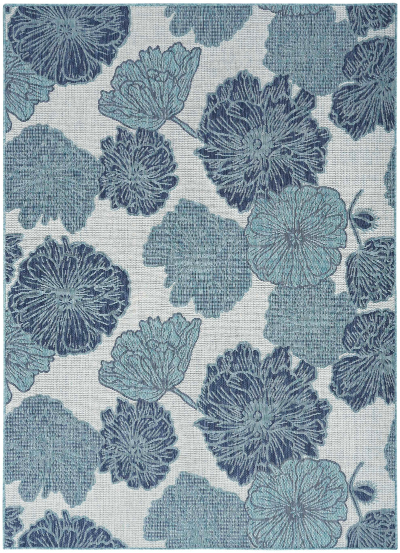 Annaleisa Indoor/Outdoor Blue Flowers Area Rug - Elegance Collection