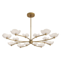 Fleurana 54" White Frosted Seeded Glass & Antique Brass Chandelier