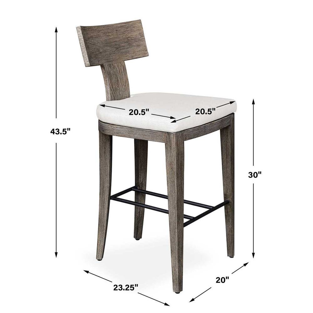 Sammantha White & Grey Outdoor Bar Stool