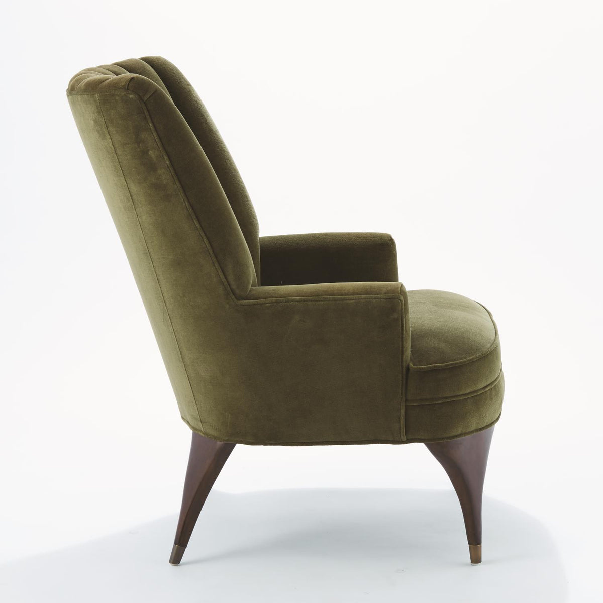 Channel Moss Green Velvet Accent  Chair