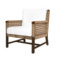 Alena Woven Seagrass & Ivory Linen Accent Chair