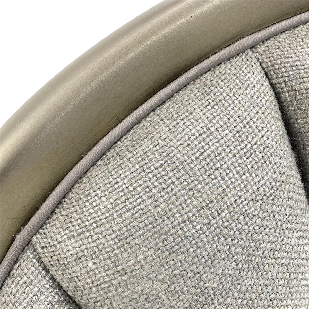 Waterfall Silver Glazed Linen Chair with Moonstone Arm Caps