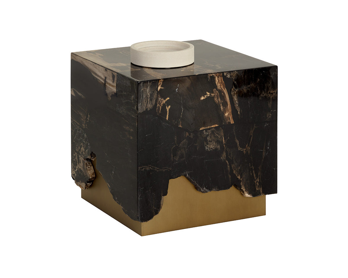 Truett 20" Black Polished Wood & Gold End Table