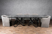 Caroline Modern Glass & Black Ash Dining Table